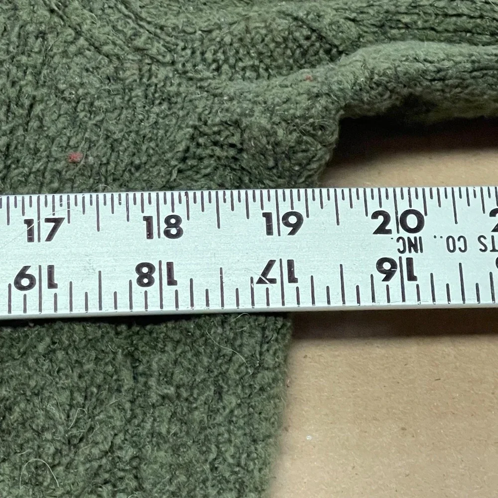 Talbots‎ Women's Large Olive Rolled Hem Mock Neck Cabled Acrylic Blend Sweater